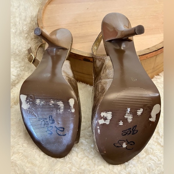 Carlos Santana “Hope” Peep-Toe Slingback Stiletto Heels Bronze Gold Size 9 M - Picture 5 of 7